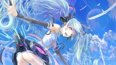 Wind ass Anime blue hair anime girls hatsune miku vocaloid miku 