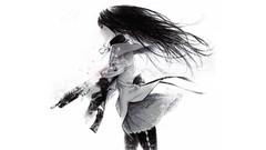 Wind black and white weapons Guns smoke blood Profile white 