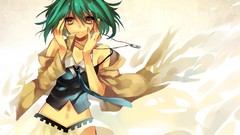 Wind tie navel skirts anime girls brown eyes short hair 