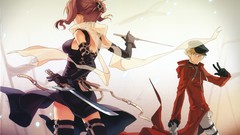 Wind weapons glasses back hats gloves coat Swords blondes 