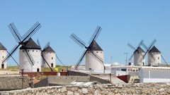 Wind windmills Spain Spanish stone wall