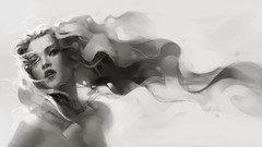 Wind woman blondes digital art