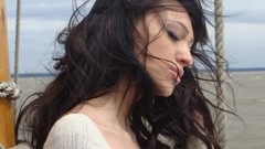 Wind woman brunettes models portraits