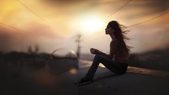 Wind woman jeans brunettes models