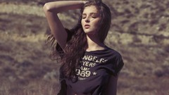 Wind woman lips long hair models