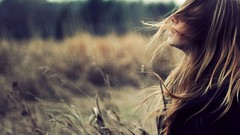 Wind woman outdoors blondes