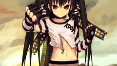 Windmills red eyes gloves skirts anime girls black hair pangya 