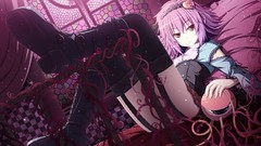 Window beds stockings pillows skirts pink hair pink eyes boots 