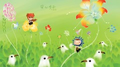 Window cartoons dreamy illustrations