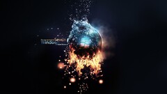 window digital art fire ice computer artwork windows 7 cyan logo