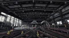 Windows abandoned cityscapes railroad tracks train stations