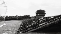 Windows destruction Roof broken grayscale Urban exploration 