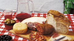 Wine food cheese bread Tables Objects cakes