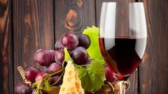 wine grapes cheese alcohol food drinking glass fruit