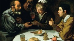 Wine Men apples food bread Tables paintings lunch Spanish 