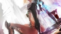 Wine woman blondes blue eyes artwork