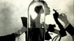 Wine woman monochrome bottles smoking