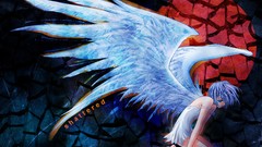 Wings angels blue hair blue eyes carnelian