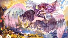 Wings Anime anime girls purple hair