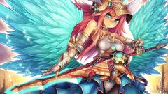 Wings Anime armor pink hair anime girls blue eyes pantyhose