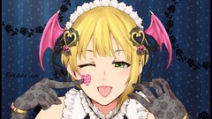 Wings Anime artist gloves blondes anime girls green eyes wink