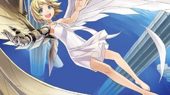 Wings Anime barefoot anime girls blue eyes