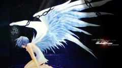 Wings Anime dress blue hair anime girls blue eyes short hair 