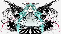 Wings Anime dress long hair hatsune miku vocaloid twintails 
