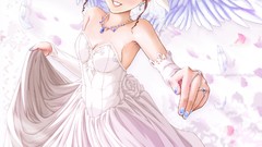 Wings Anime dress Manga angels smiling anime girls blue eyes