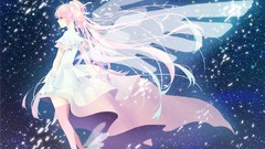 Wings Anime dress pink hair long hair mahou shoujo madoka 