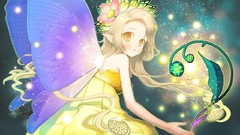 Wings Anime Fairies blondes long hair anime girls yellow eyes 