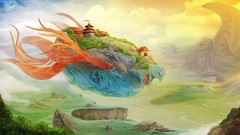 Wings Anime flying surreal asian architecture artwork fictional 