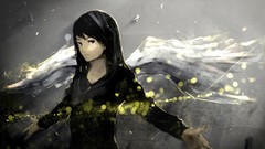 Wings anime girls artwork fantasy art