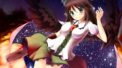 Wings anime girls reiuji utsuho touhou video games