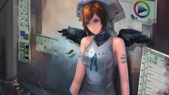 Wings anime girls Screens artwork aqua eyes Readman (artist)