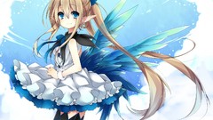Wings Anime long hair anime girls blue eyes animal ears