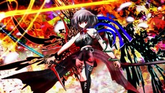 Wings Anime red eyes anime girls short hair touhou black hair 