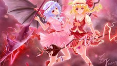 Wings Anime red eyes blue hair anime girls short hair remilia 