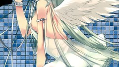 Wings Anime red eyes long hair anime girls panties summer dress