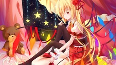 Wings Anime red eyes Ribbons anime girls touhou flandre scarlet 