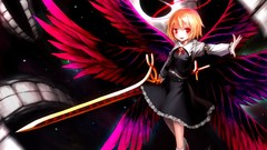 Wings Anime red eyes Swords blondes touhou rumia lolicon