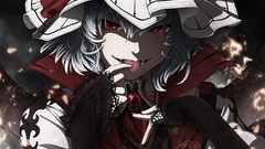 Wings Anime red eyes tongue anime girls remilia scarlet gray 