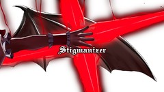 Wings Anime vampire red eyes blue hair anime girls short hair 