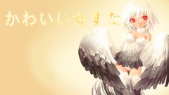 Wings Anime white hair red eyes angels anime girls short hair 