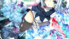 Wings Anime white hair Ribbons anime girls blue eyes touhou 