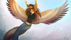 Wings anthropomorphism furry woman