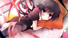 Wings artist blush anime girls short hair touhou black hair 