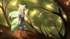 Wings blondes anime girls forests sword art online