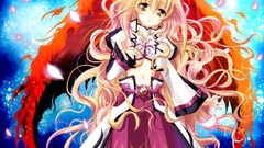 Wings blondes anime girls yellow eyes