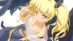 Wings blondes long hair anime girls yellow eyes twintails 